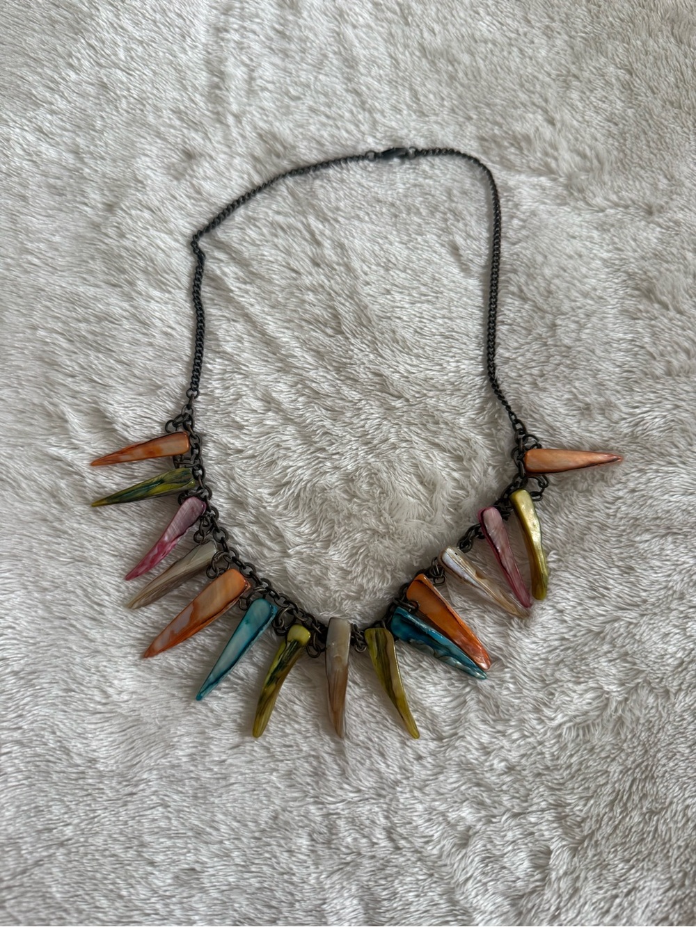 Multicolor Statement Necklace Colorful Teardrop Charms Boho Eclectic